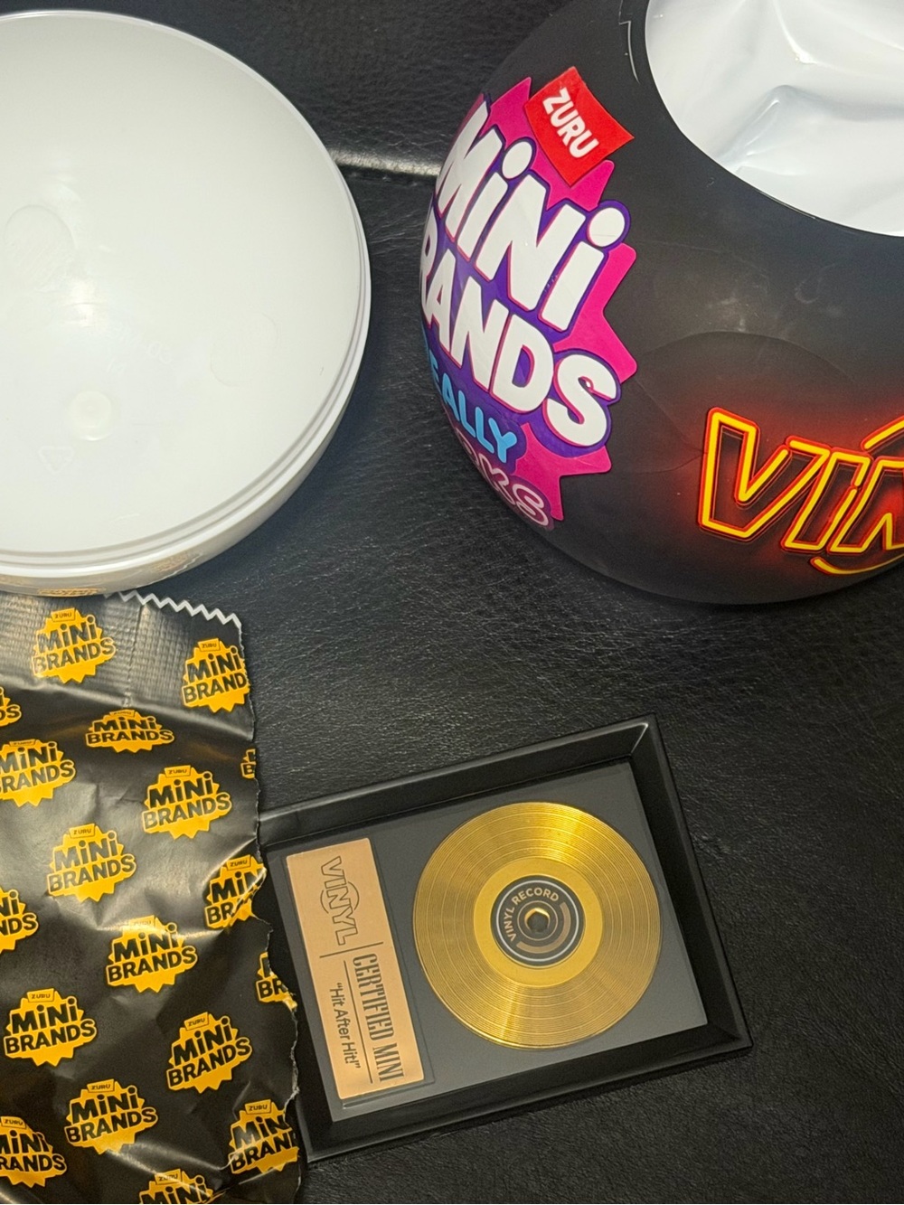 RARE Gold Record Mini Brands vinyl music accessories golden album frame display
